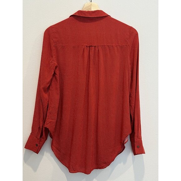 Anthropologie Maeve Shirt Small Blouse Polka Dot Matilda Red Long Sleeve - Picture 6 of 13